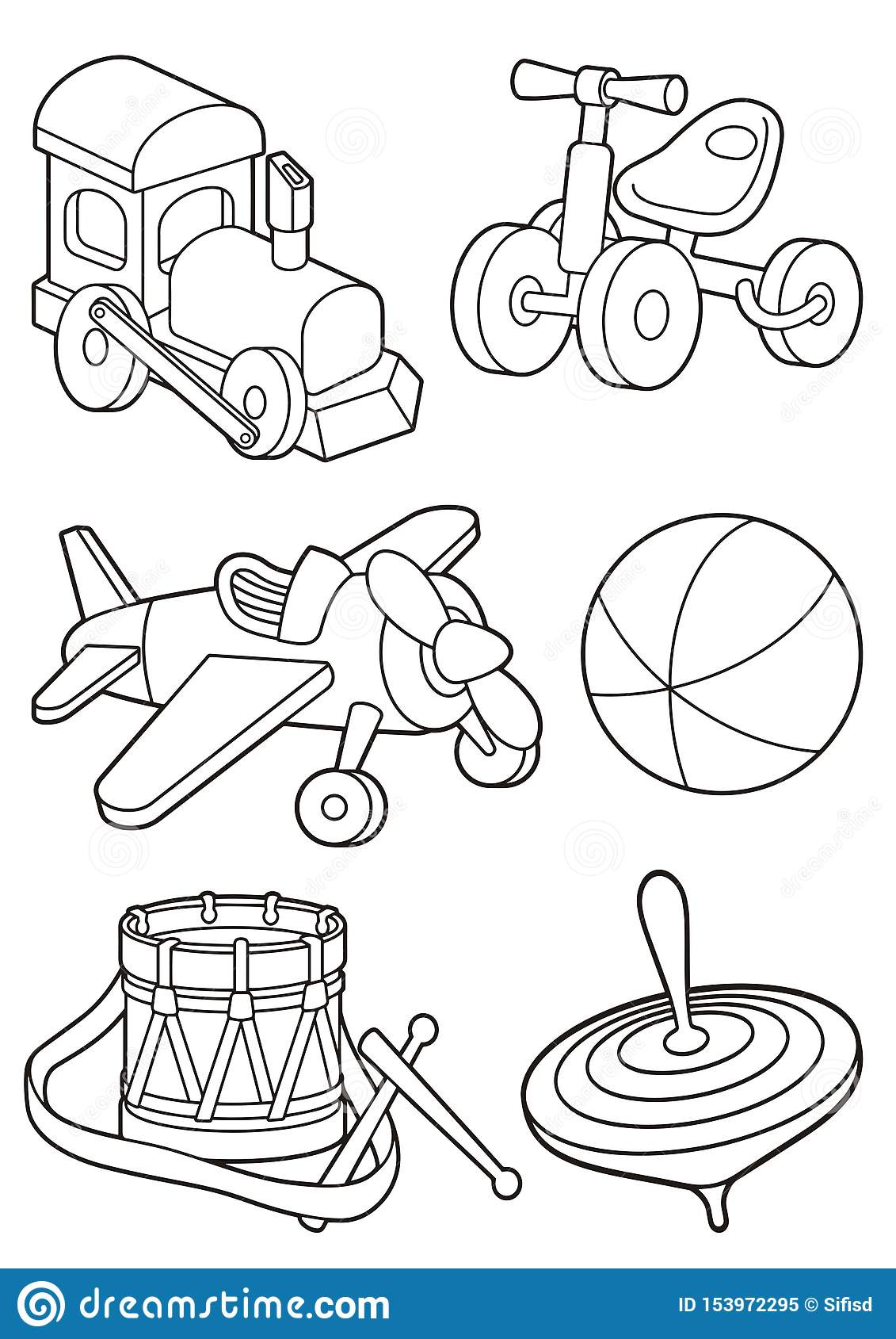 Toys Icons Coloring Book Page Stock Vector Illustration Of Icon 