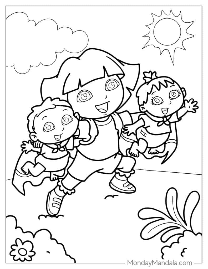 36 Dora The Explorer Coloring Pages (Free Pdf Printables) for Free Printable Dora Easter Coloring Pages