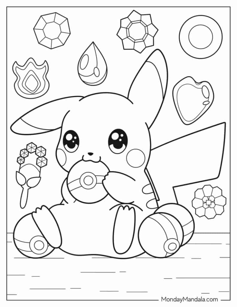 38 Pikachu Coloring Pages (Free Pdf Printables) in Printable Easter Coloring Pages Pikachu