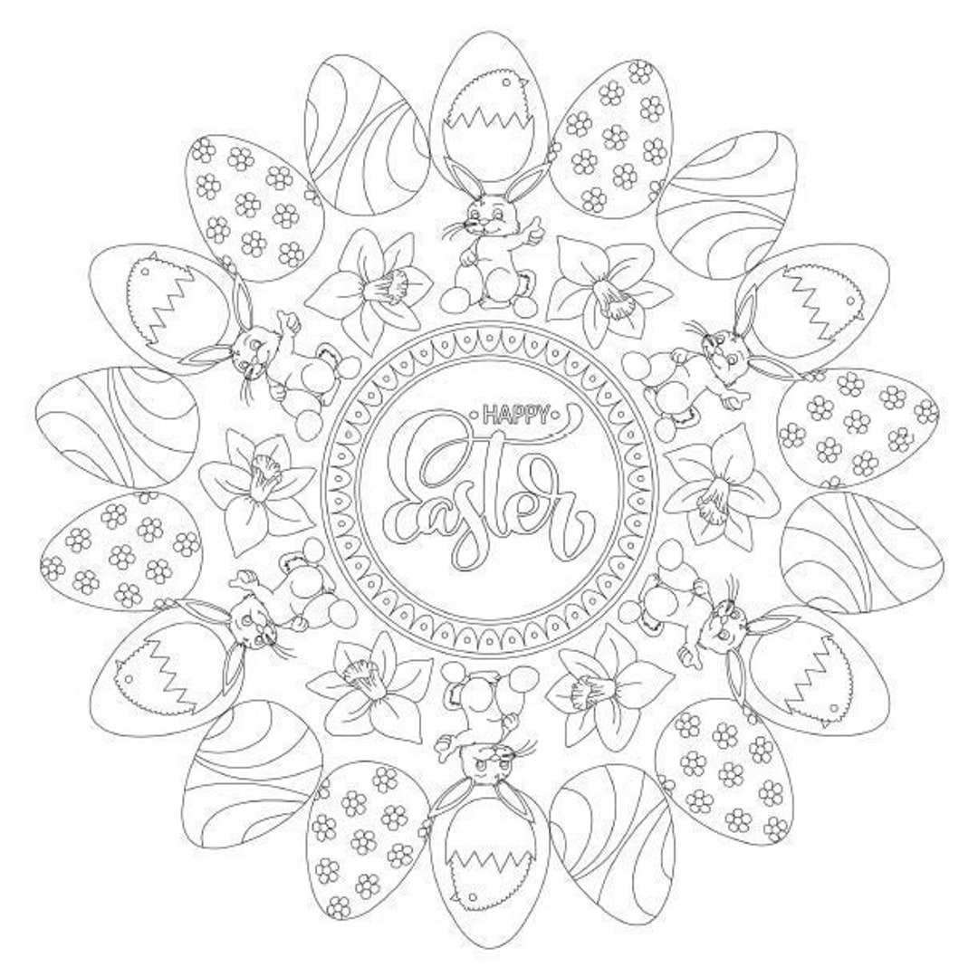 40+ Printable Easter/Mandala Egg Coloring Pages Group3 - Etsy for Printable Easter Mandala Coloring Pages