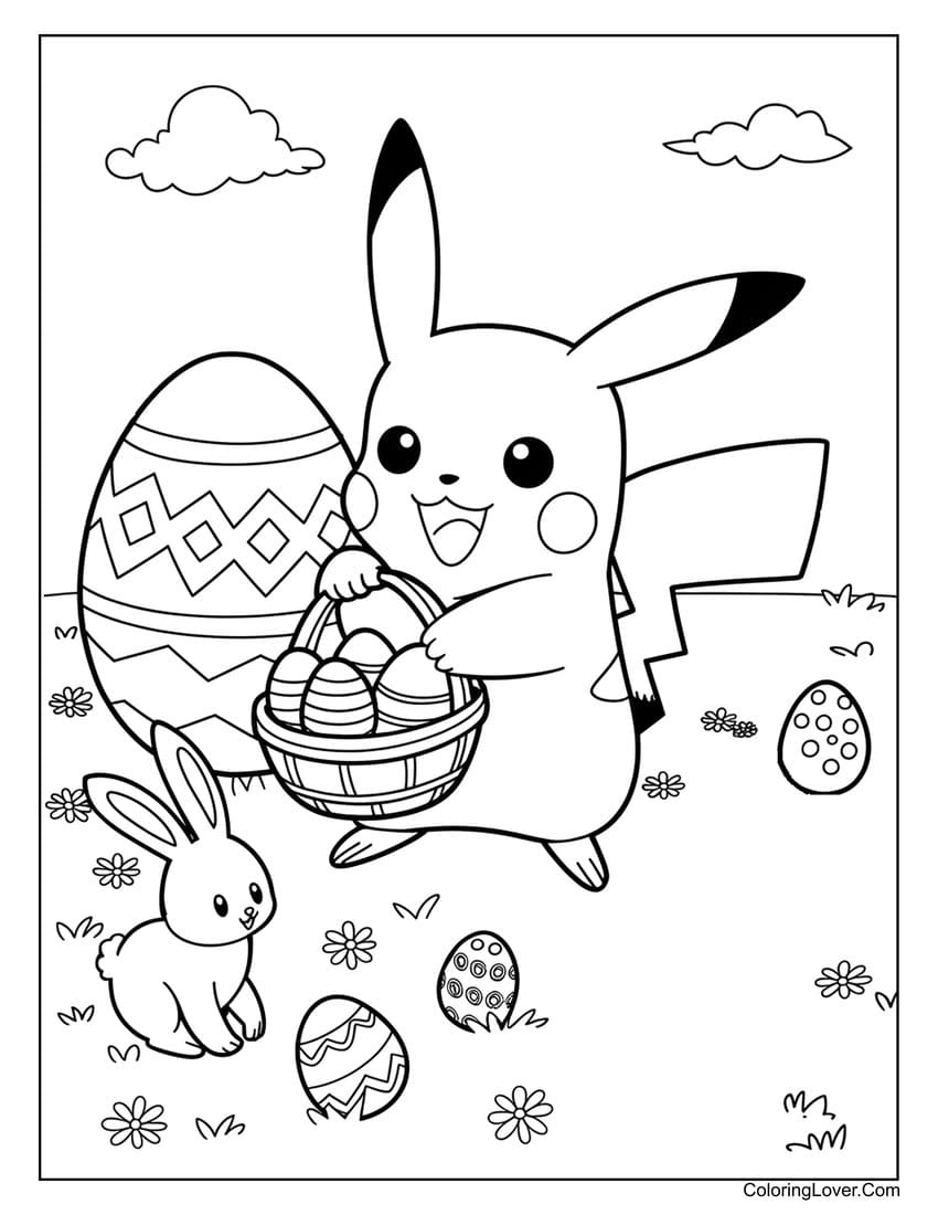 52 Pikachu Coloring Pages (Free Printables For All Ages) for Printable Pokemon Easter Coloring Pages