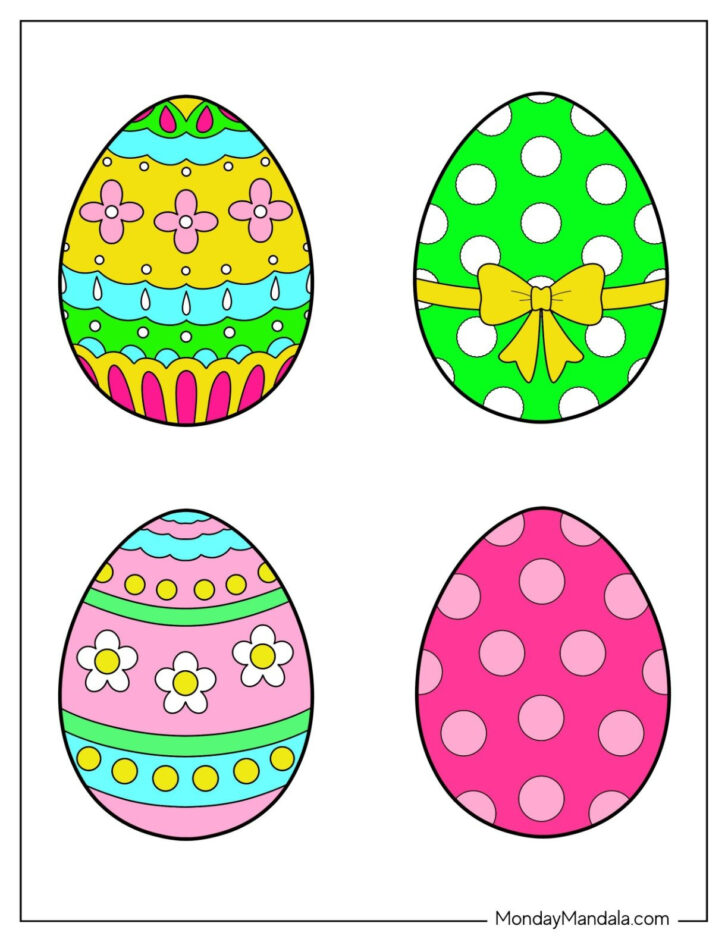 Full Page Printable Colored Easter Eggs
