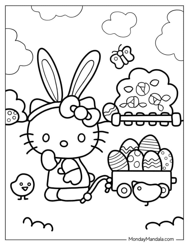68 Hello Kitty Coloring Pages (Free Pdf Printables) with Hello Kitty Easter Coloring Pages Printable