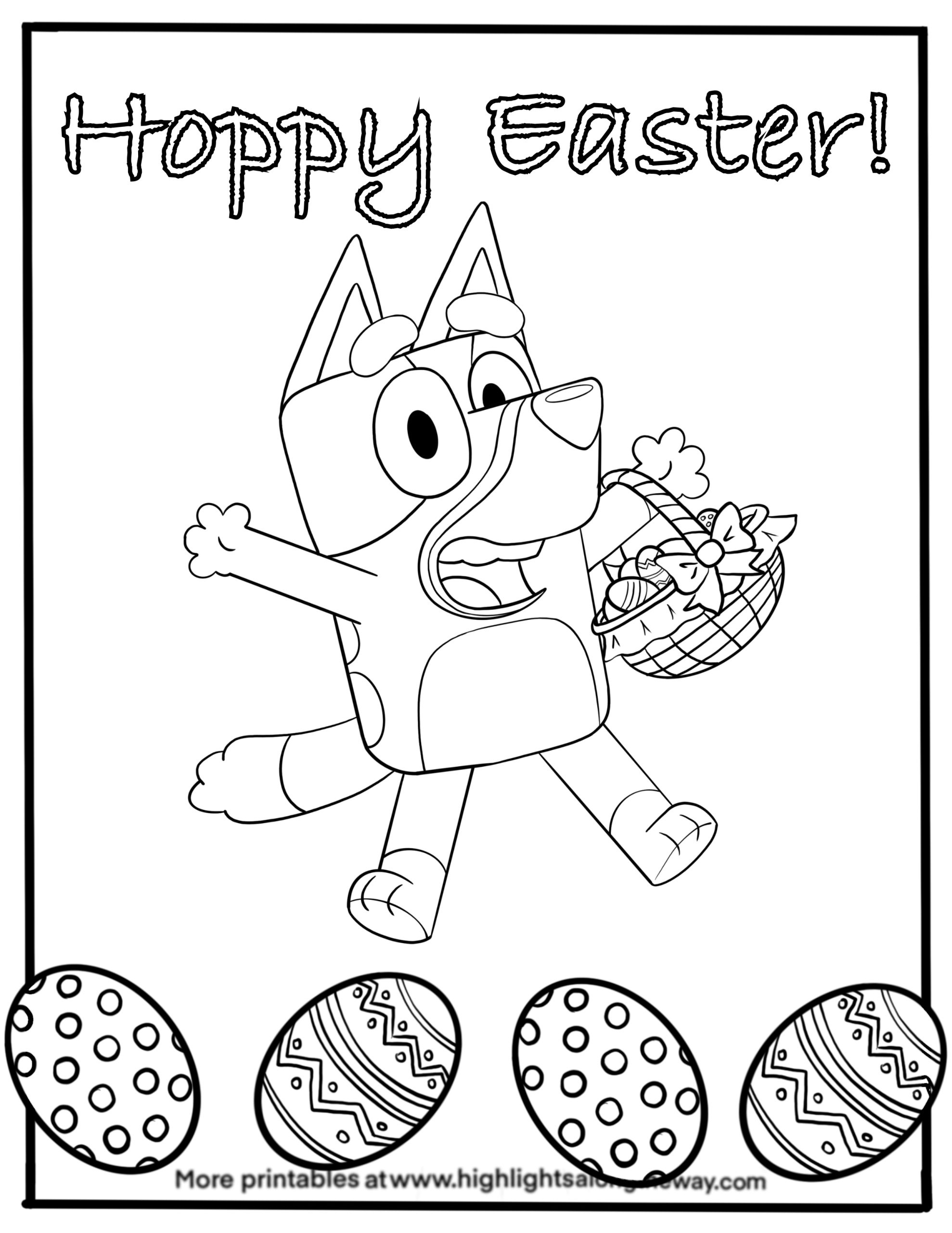 Bluey Easter Coloring Page inside Bluey Easter Coloring Pages Printable