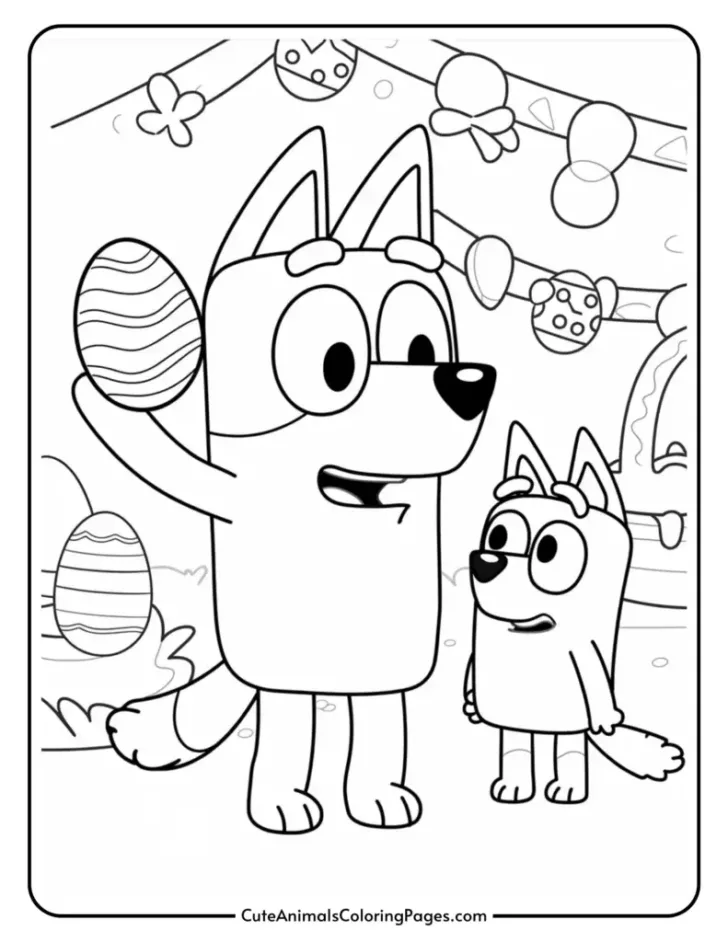 Bluey Easter Coloring Pages Printable