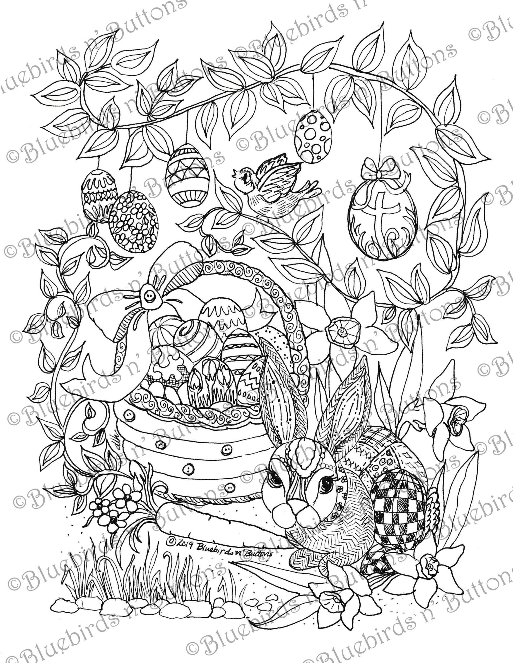 Coloring Page - Printable Coloring Page - April Coloring - Easter with Easter Printable Coloring Pages For Adults