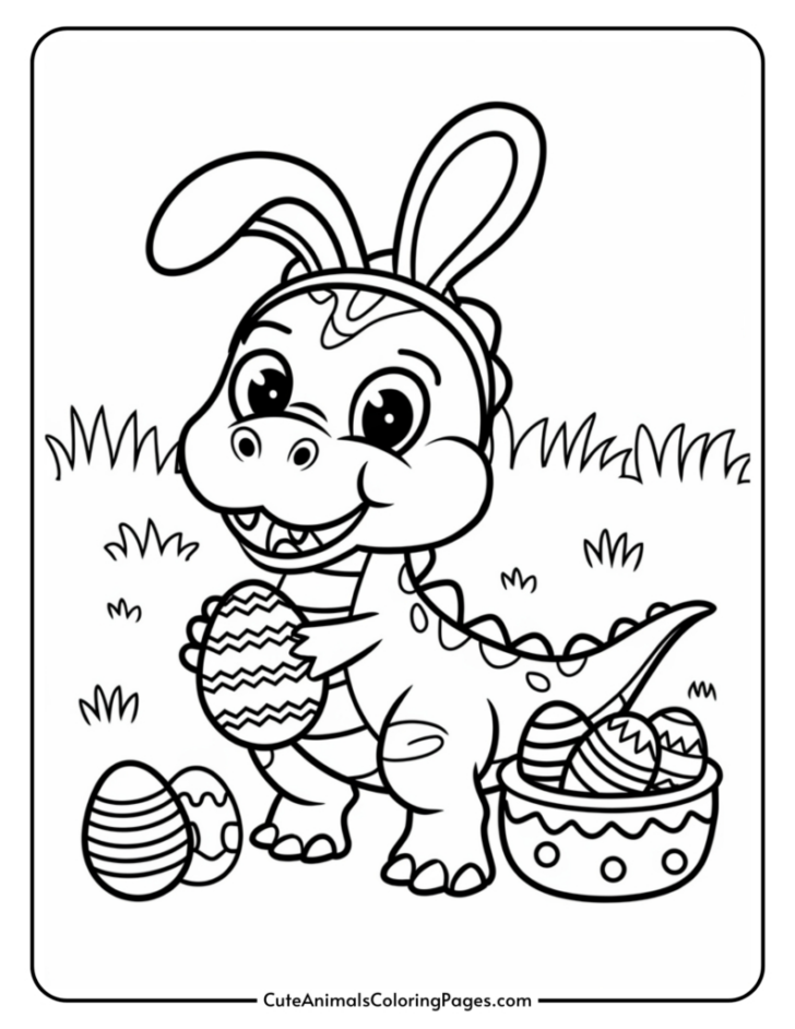 Printable Easter Dinosaur Coloring Pages
