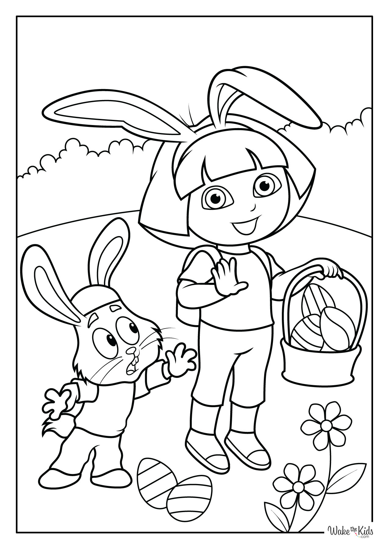 Dora The Explorer Coloring Pages (Free Printable Pdfs) | Wakethekids throughout Free Printable Dora Easter Coloring Pages