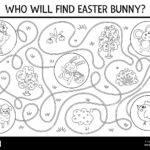 Easter Black And White Maze For Children. Holiday Preschool Intended For Easter Puzzle Coloring Pages Printable