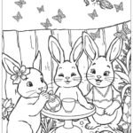 Easter Bunny Garden Party 2 Coloring Page (Free Pdf&Png Printable) With Regard To Coloring Pages Printable 2 Easter Bunnies