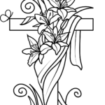 Easter Cross And Lilies Coloring Page | Free Printable Coloring Pages Pertaining To Easter Lily Coloring Page Printable