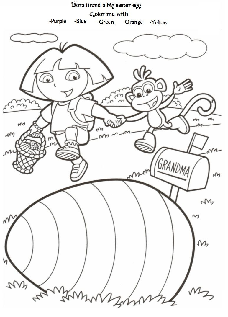 Easter Dora Coloring Page intended for Free Printable Dora Easter Coloring Pages