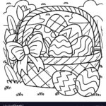 Easter Eggs Basket Coloring Page For Kids Vector Image Throughout Easter Eggs In A Basket Coloring Pages Printable