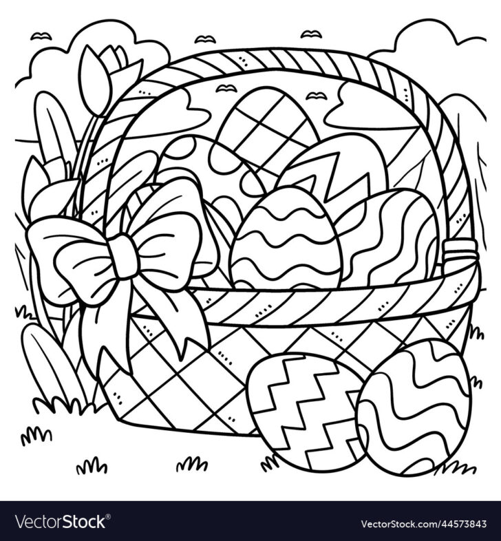 Easter Eggs in a Basket Coloring Pages Printable