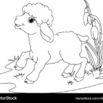 Easter Lamb Coloring Page Royalty Free Vector Image With Regard To Free Printable Easter Lamb Coloring Pages