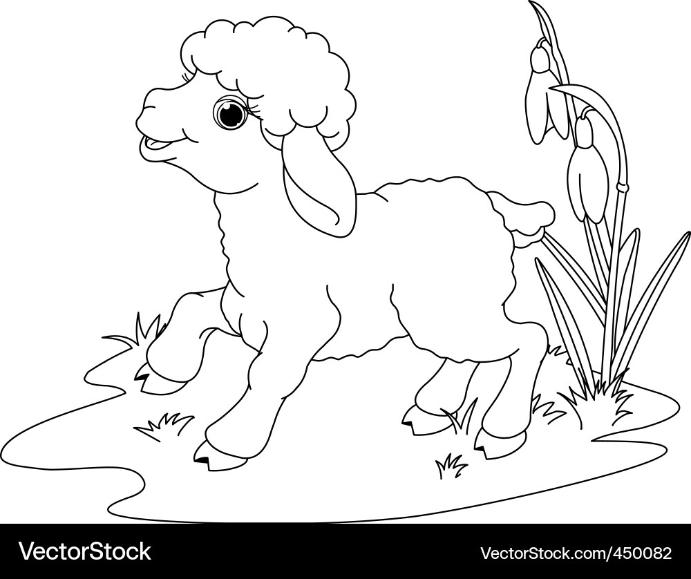 Easter Lamb Coloring Page Royalty Free Vector Image with regard to Free Printable Easter Lamb Coloring Pages
