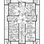 Easter Lily Cross Coloring Page In Two Sizes: 8.5X11, Bible Pertaining To Printable Adult Christian Easter Coloring Pages