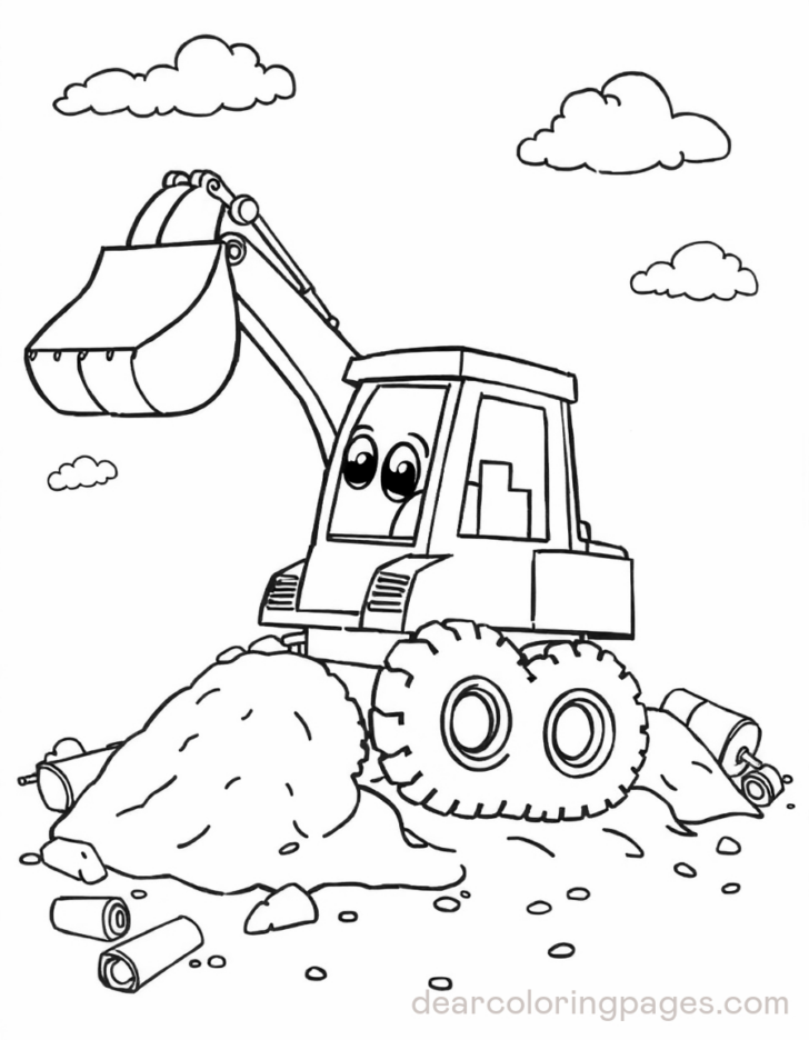 Printable Coloring Page Digger with Easter Eggs