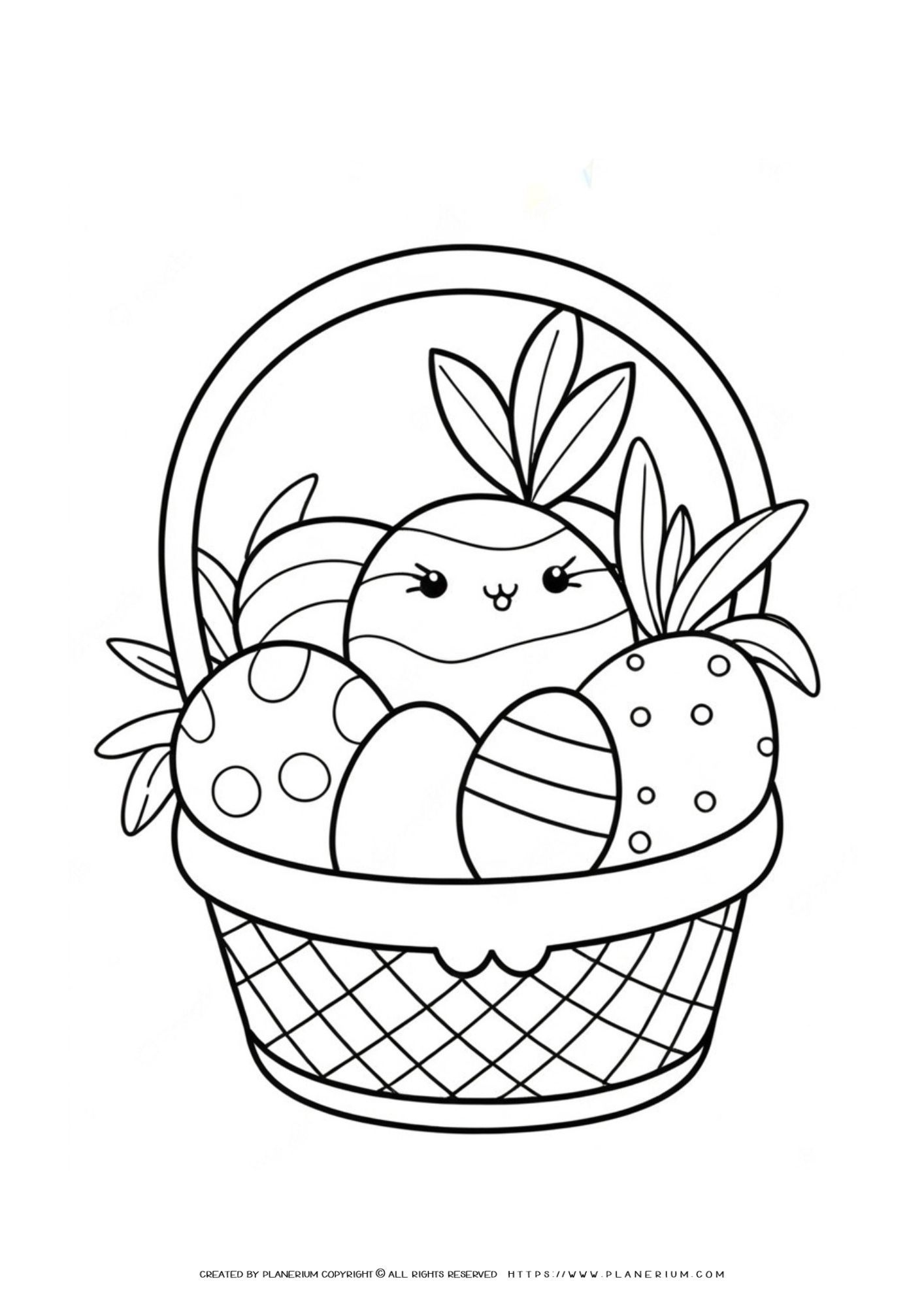 Free Easter Bunny Coloring Page For Kids: Fun Springtime Activity with Easter Basket Coloring Page Printable