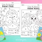 Free Easter Colornumber Printable Worksheets | Mrs. Merry Throughout Free Printable Easter Color By Number Pages