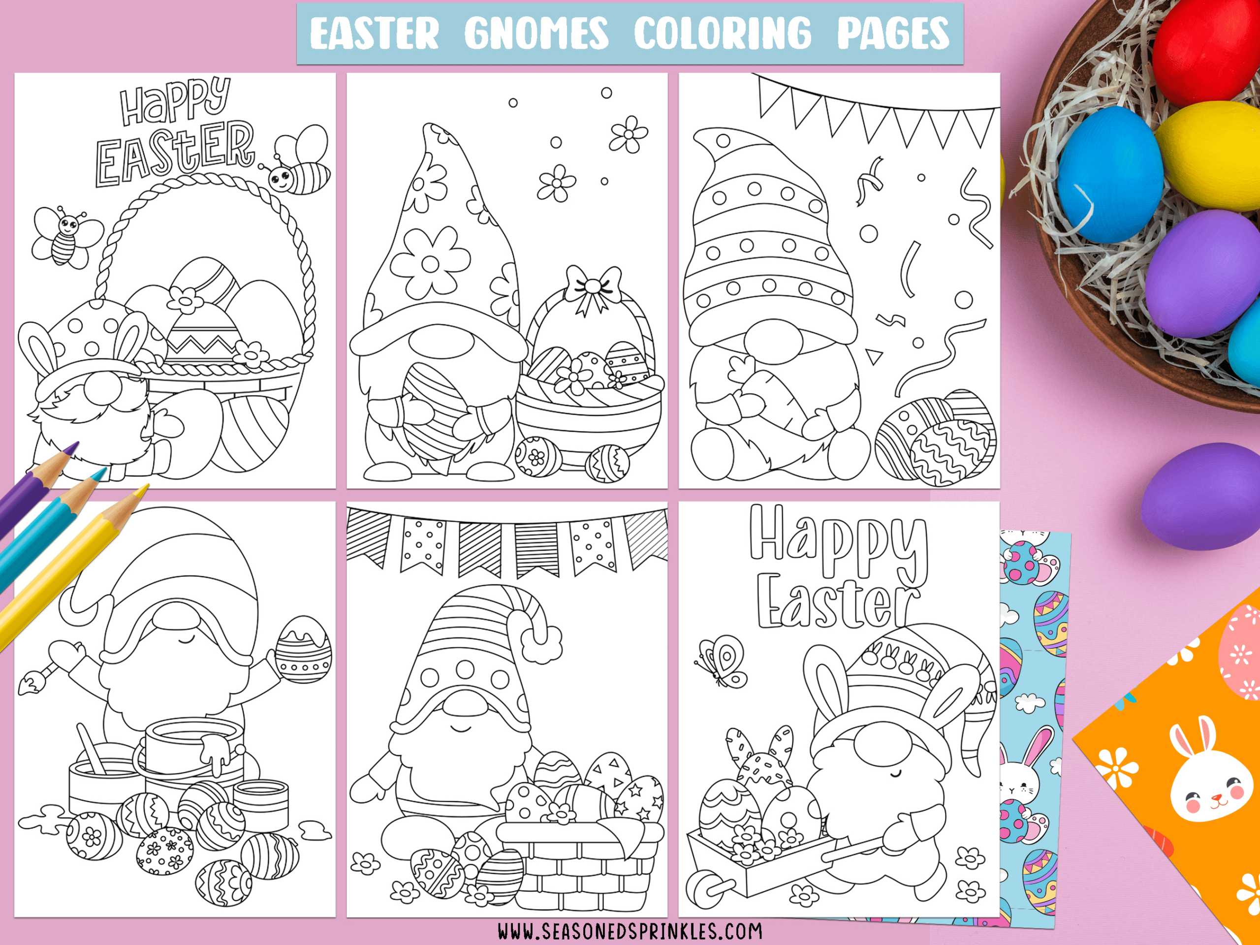 Free Easter Gnomes Coloring Pages - Seasoned Sprinkles with regard to Free Printable Easter Gnome Coloring Pages