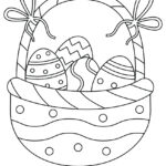 Free Printable Coloring Page | Easter Egg Basket With Bows In Easter Eggs Basket Coloring Pages Free Printable