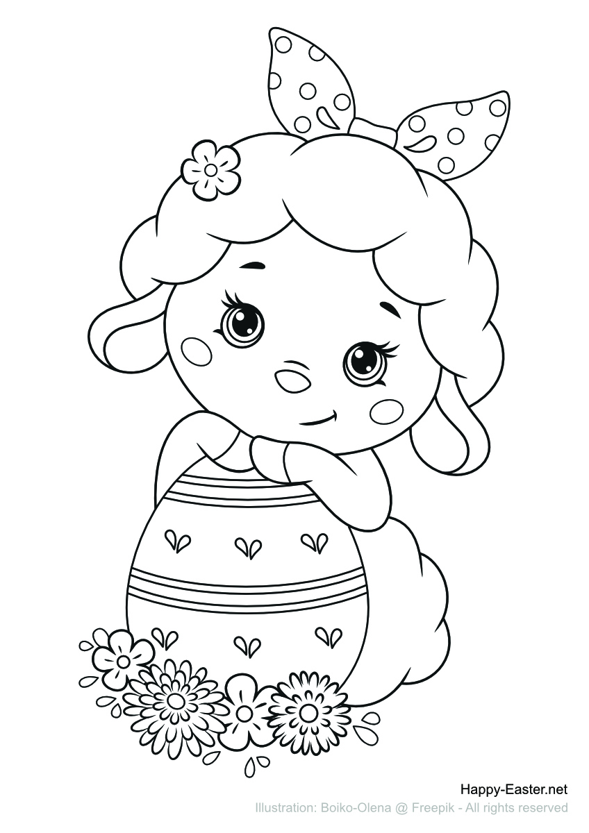 Free Printable Coloring Page | Funny Lamb With An Easter Egg within Free Printable Easter Lamb Coloring Pages