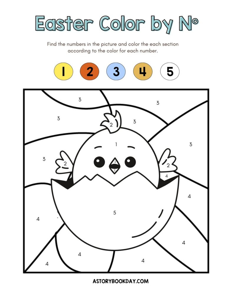 Free Printable Easter Chick Colornumber within Free Printable Easter Color by Number Pages For Adults