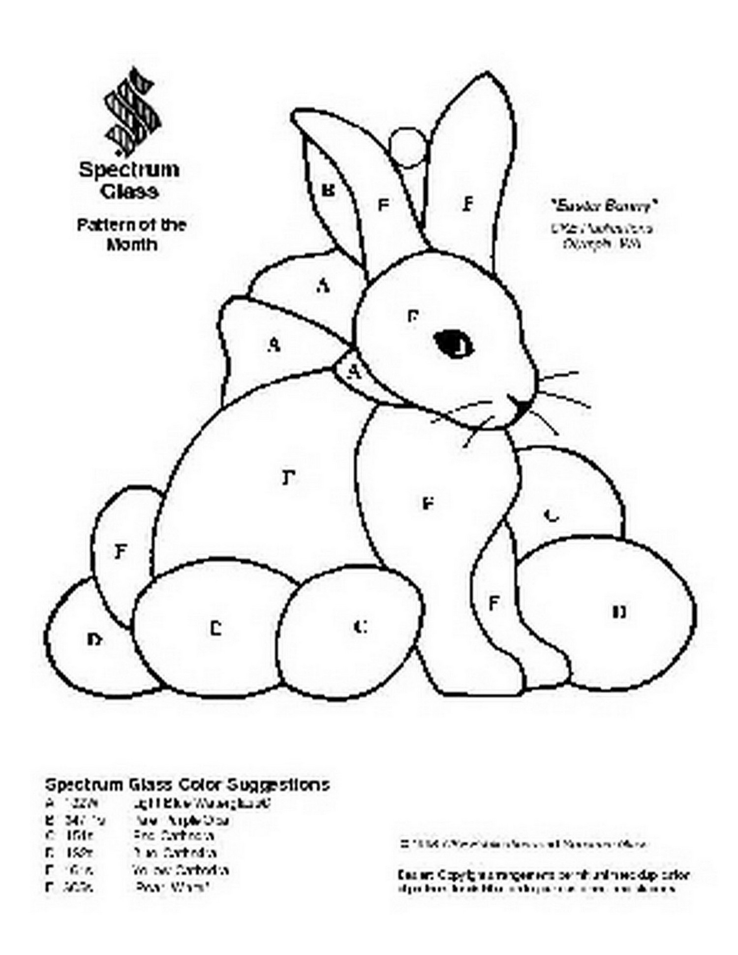 Free Stained Glass Pattern 2035-Easter Bunny-P2035 in Printable Easter Stained Glass Coloring Pages