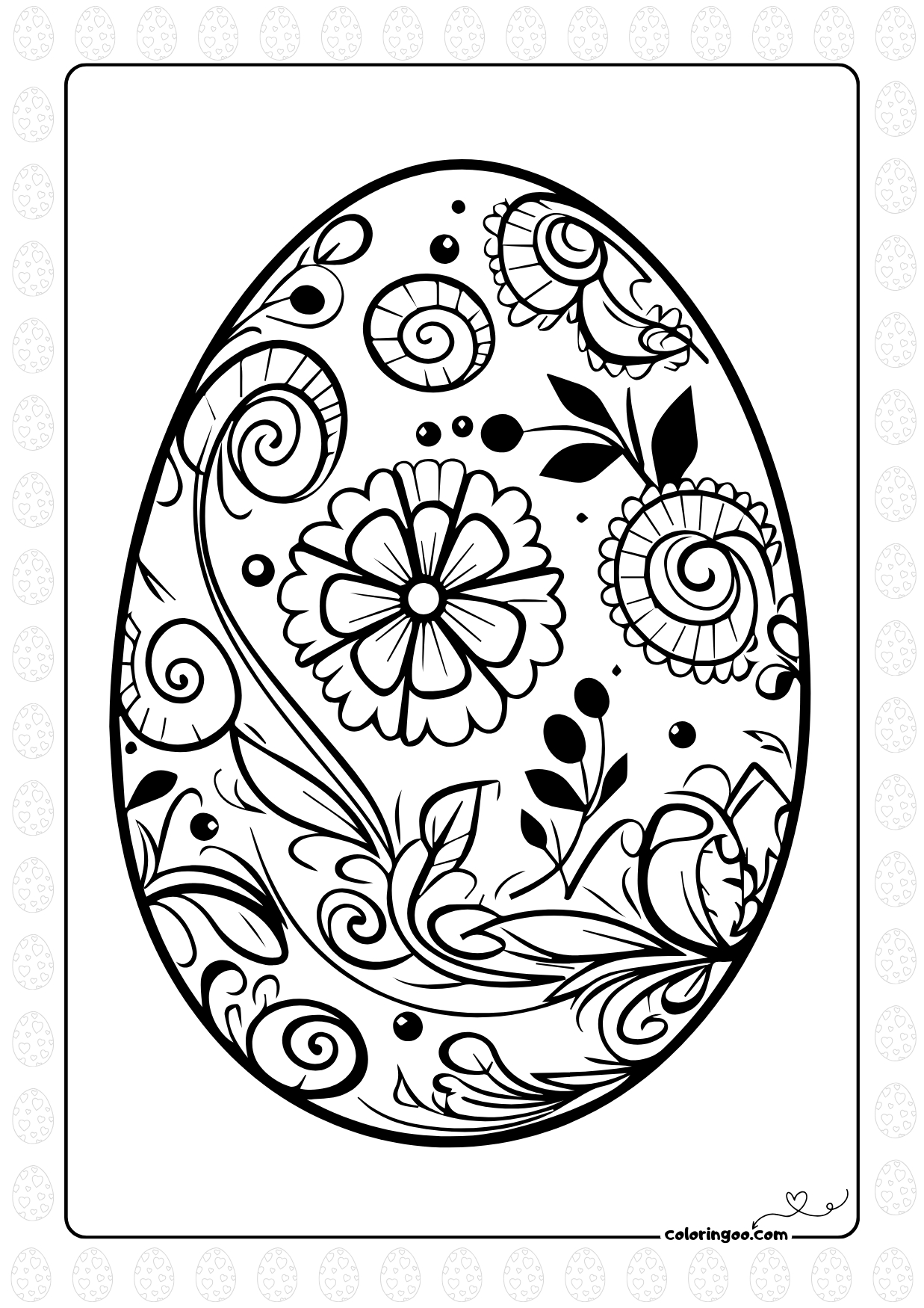 Happy Easter Day Egg For Adults regarding Printable Easter Eggs Coloring Pages For Adults