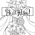 He Is Risen! 2 Easter Coloring Pages For Children   Etsy Canada Regarding Preschool Religious Easter He Is Risen Coloring Pages Printable