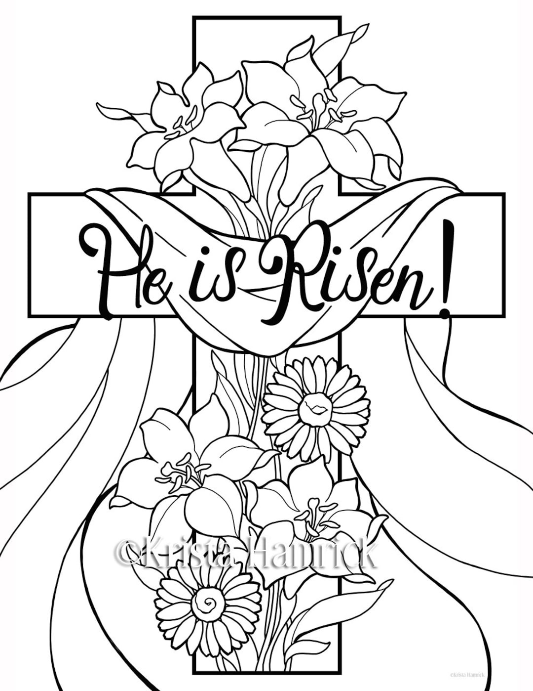 He Is Risen! 2 Easter Coloring Pages For Children - Etsy Canada regarding Preschool Religious Easter He Is Risen Coloring Pages Printable