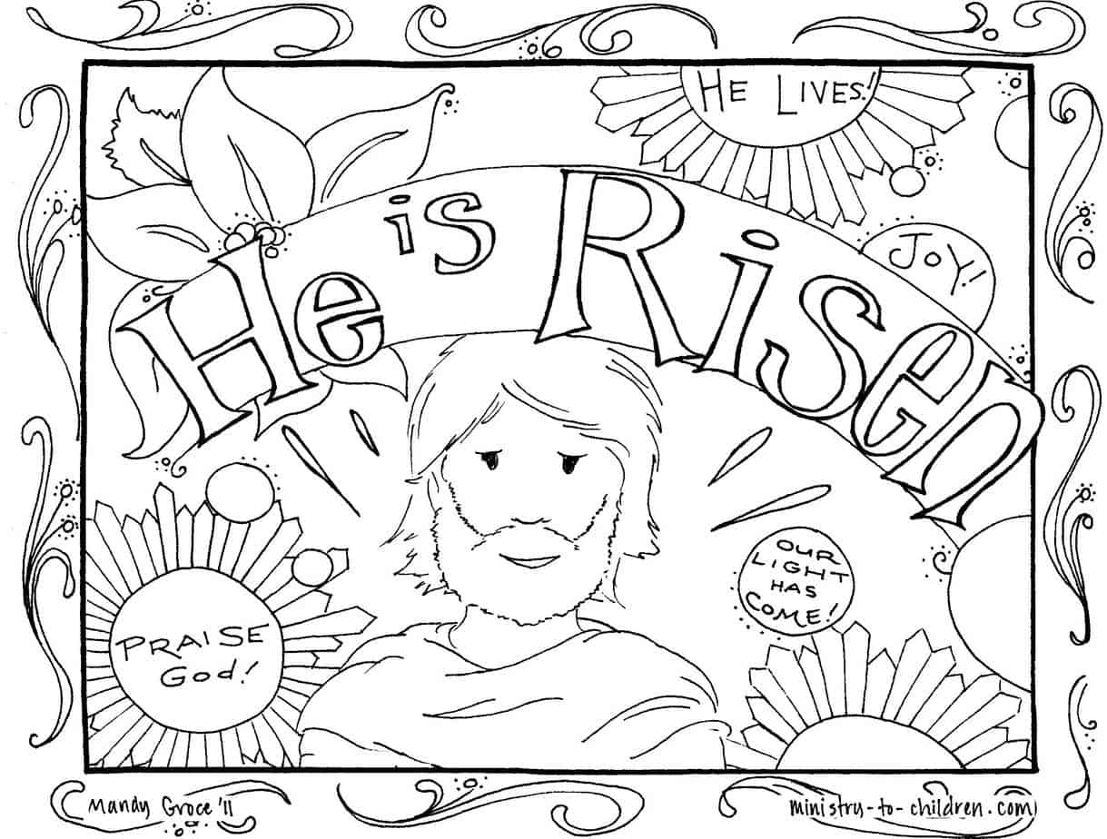 He Is Risen Coloring Pages regarding Preschool Religious Easter He Is Risen Coloring Pages Printable