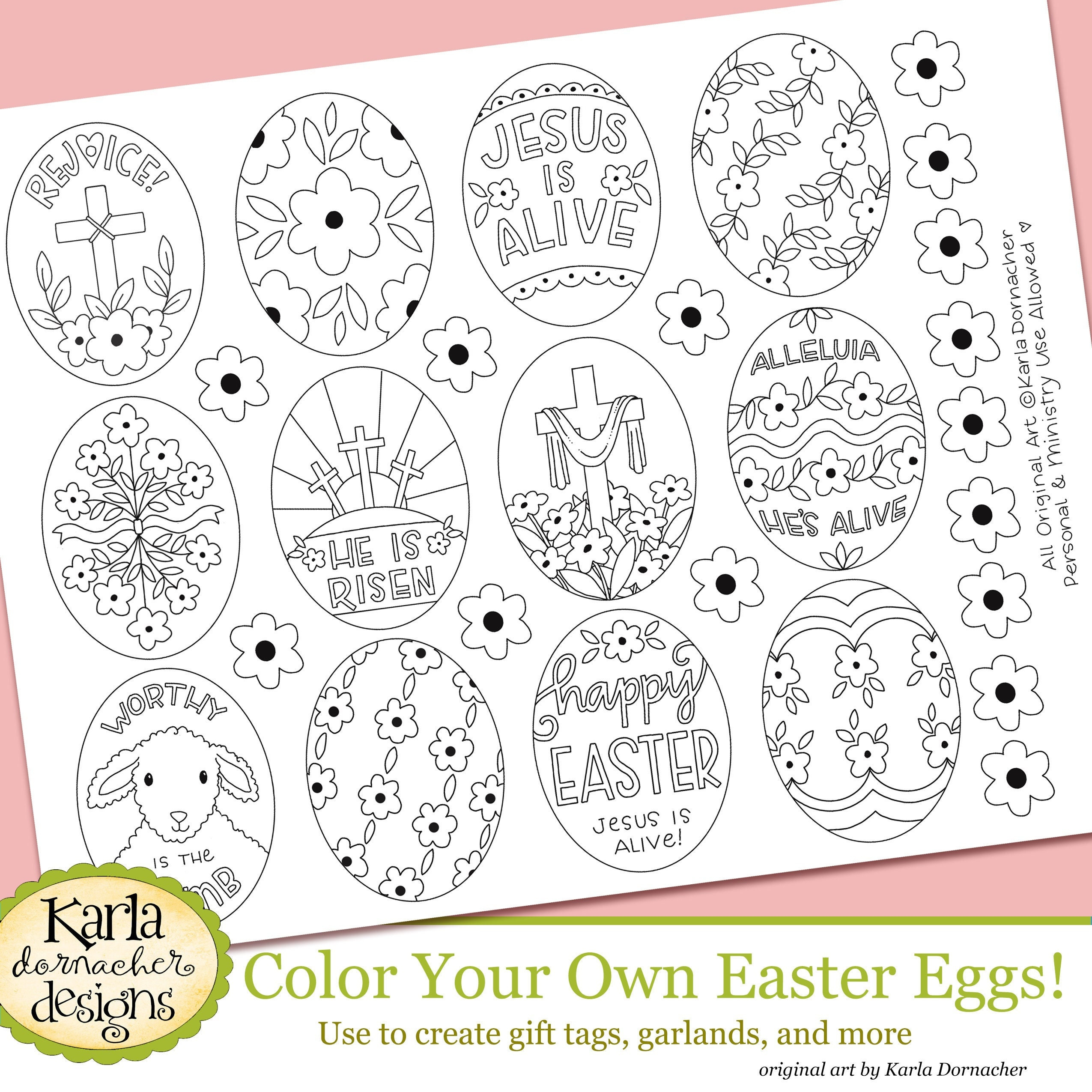 Jesus Is Alive Easter Eggs Coloring Page Digital Download Print pertaining to Printable Religious Easter Eggs Coloring Pages