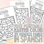 Kindergarten Easter Colornumber Printable Worksheets In Throughout Free Printable Spanish Easter Coloring Pages