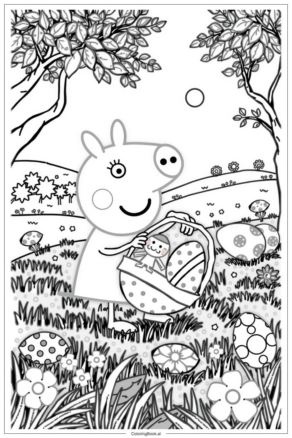 Peppa Easter Egg Hunt Coloring Page Coloring Page (Free Pdf&amp;amp;Png intended for Printable Peppa Pig Easter Coloring Pages