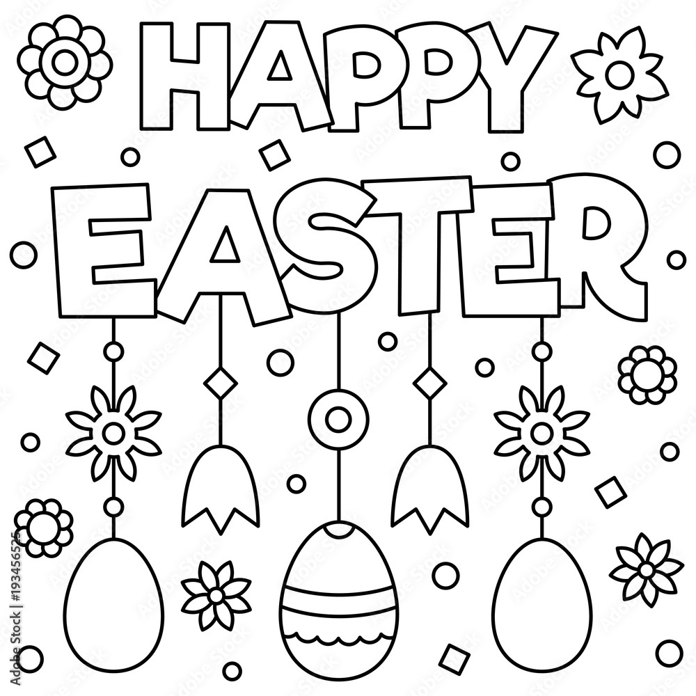 Poster Happy Easter. Coloring Page. Vector Illustration. – Wall within Print Printable Print Easter Coloring Pages
