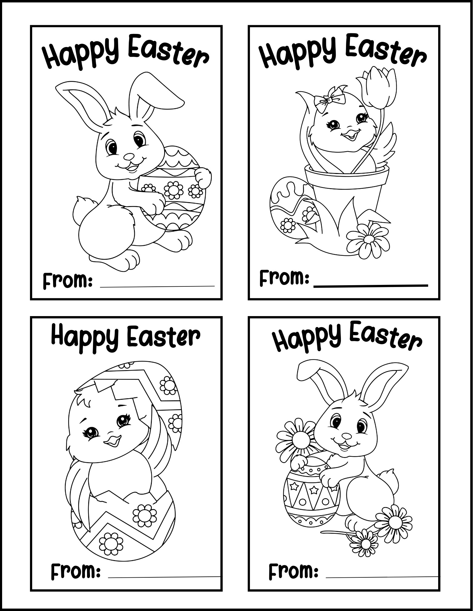 Printable Easter Cards For Kids intended for Printable Easter Cards Coloring Pages