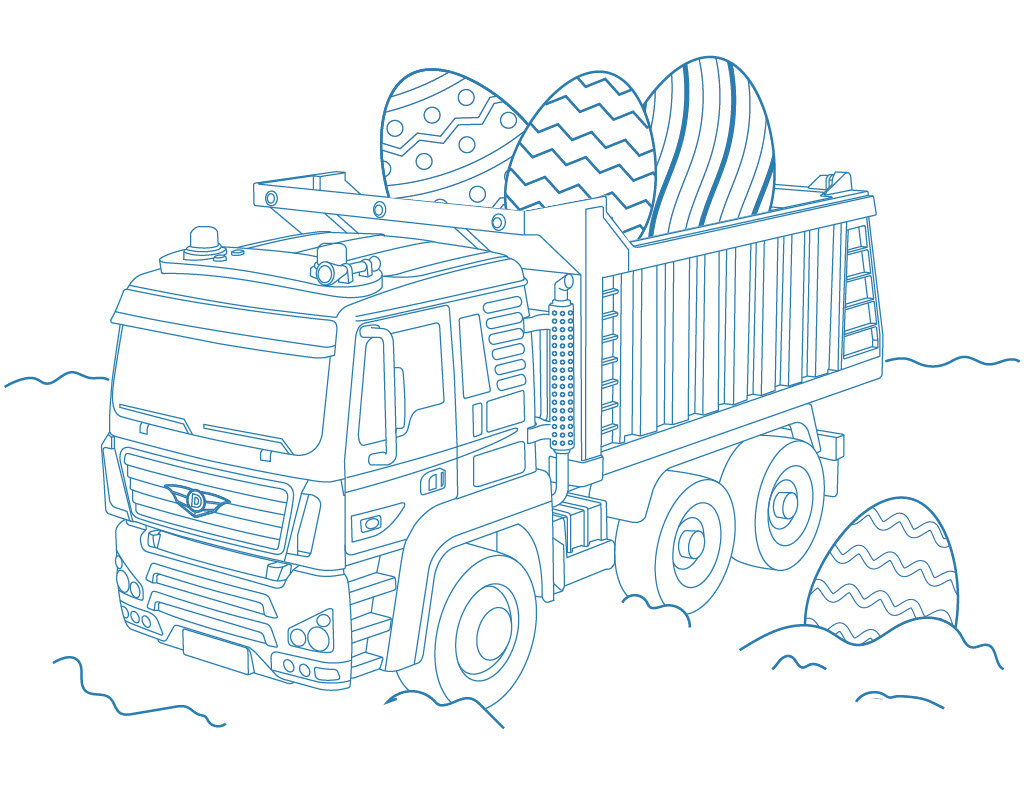 Printable Easter Truck Coloring Pages | Drivenbattat with Printable Coloring Page Digger With Easter Eggs