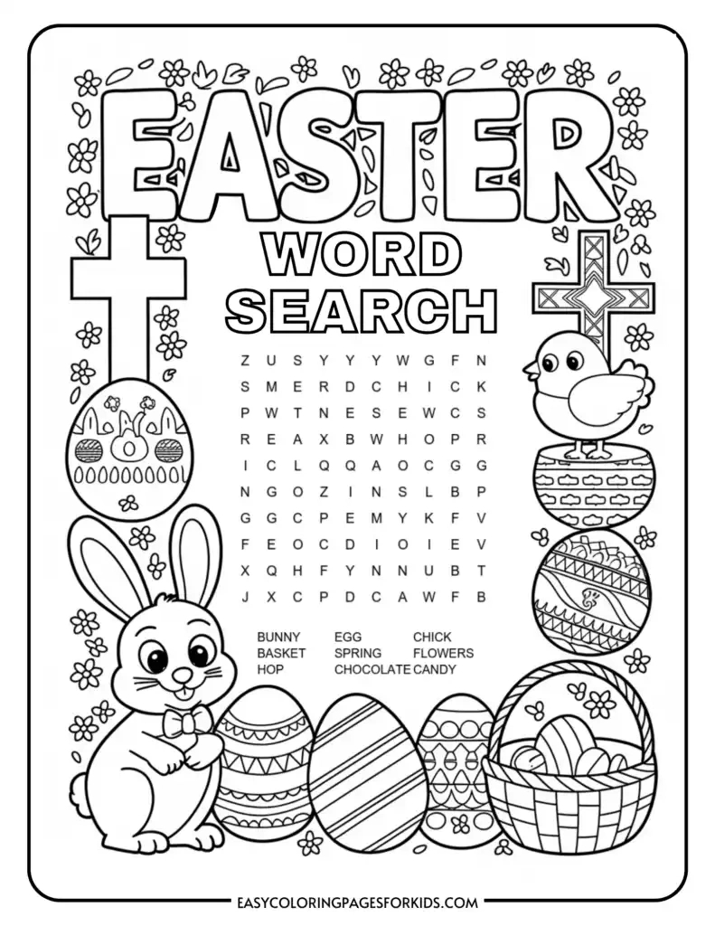 Printable Easter Word Search (2 Free Pdf Pages) - Easy Coloring in Easter Puzzle Coloring Pages Printable