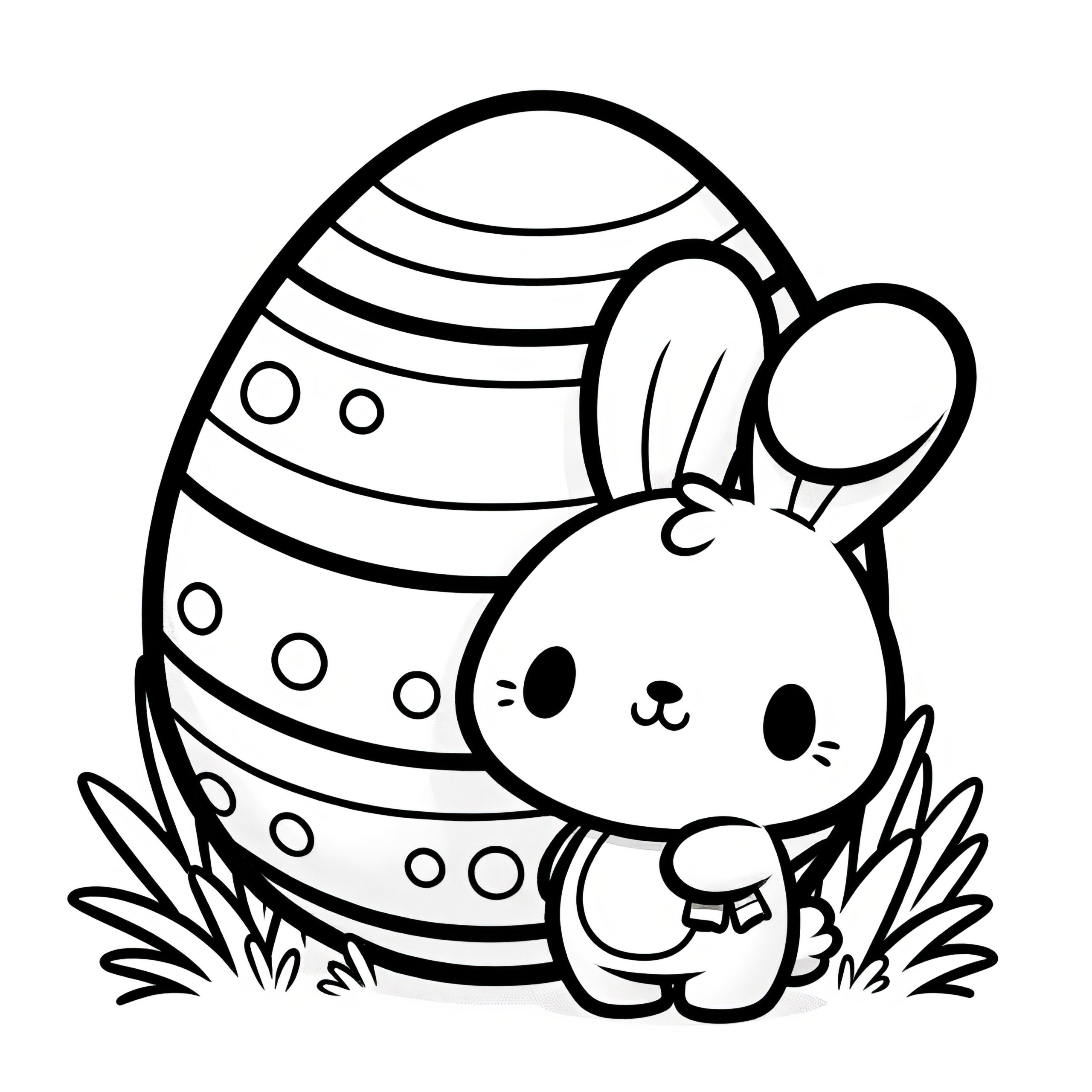 Sweet Easter Bunny With A Huge Easter Egg: Simple Coloring Page (Free) for Simple Easter Coloring Pages Printable
